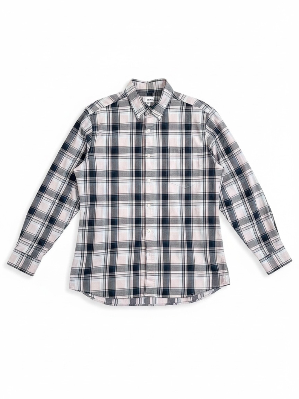 Sonoma Men's Large Plaid Button-Down Shirt - White, Navy & Light Pink.